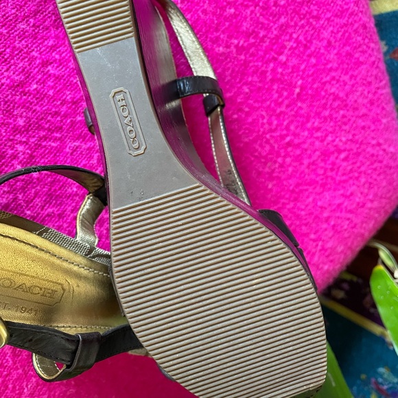 Coach Mollie Brown Leather Wedge Slingback Sandal - Size 6 - Picture 12 of 14